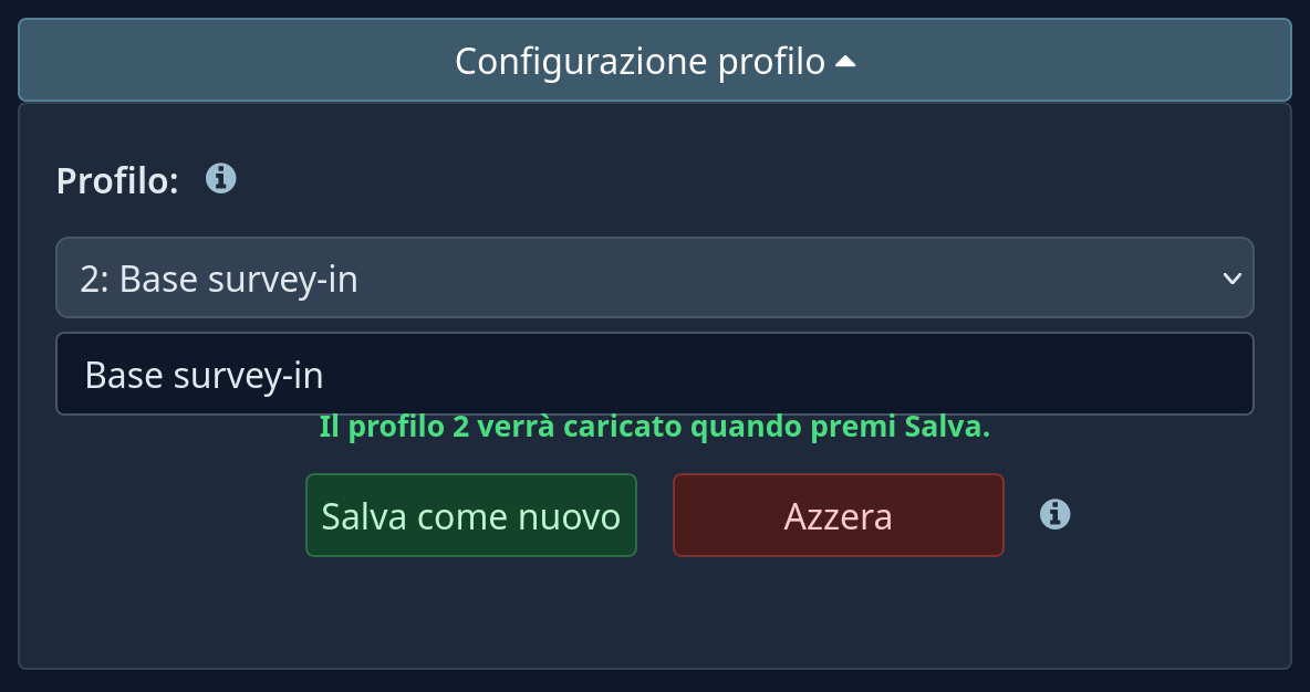 Profilo scelto, non ancora in uso