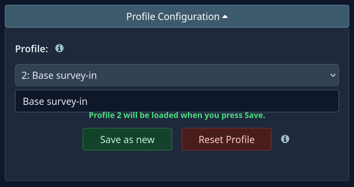 Profile chosen, not yet in use