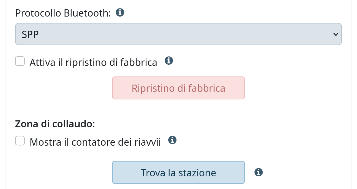 Bluetooth, ripristino e altro