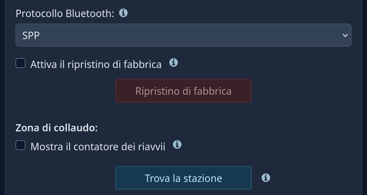 Bluetooth, ripristino e altro