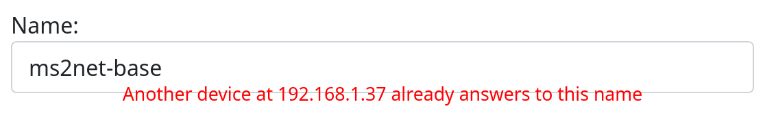 Name already used by another device