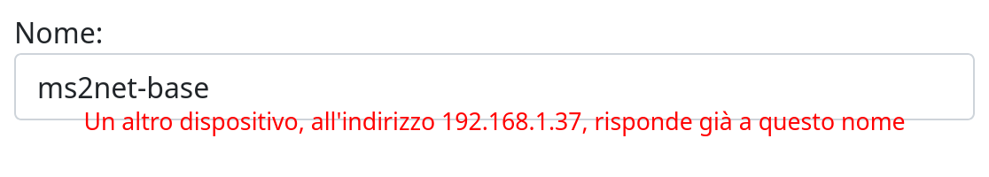 Nome già usato da altro dispositivo
