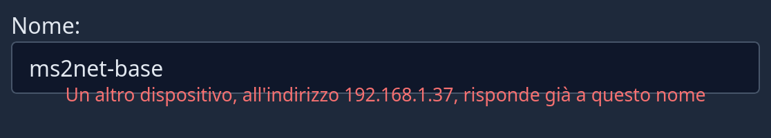 Nome già usato da altro dispositivo