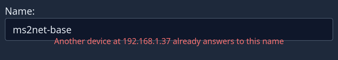 Name already used by another device